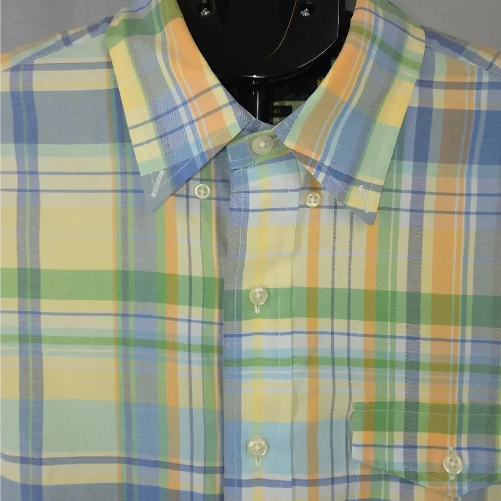 Polo Ralph Lauren Green Beach Twill Plaid Shirt Mens M Short Sleeve Button Down - Picture 3 of 10
